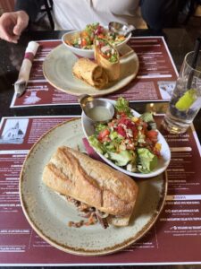 Geoff's burger and salad