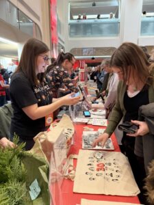 books, tote bags and buttons