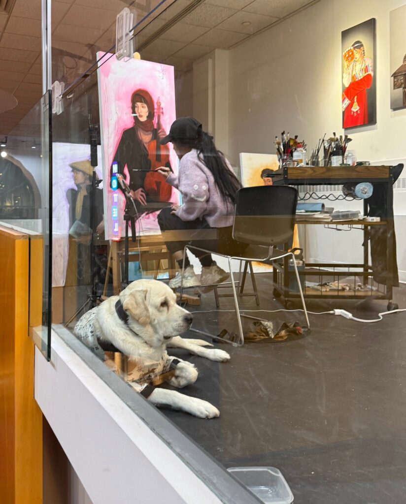 Artist with her dog